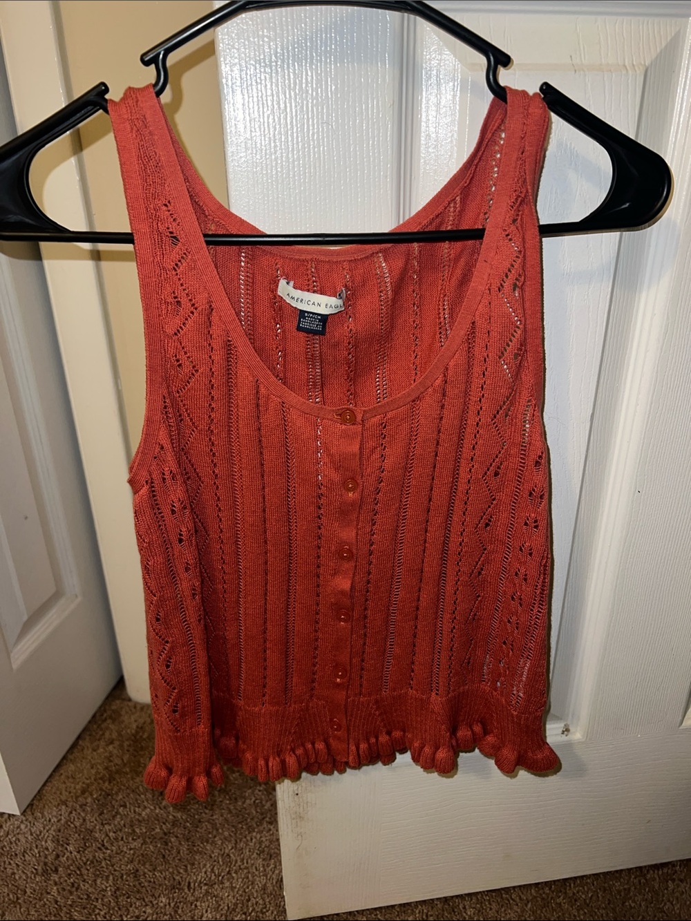 American Eagle Outfitters Rust Red Knit Button-Front Tank